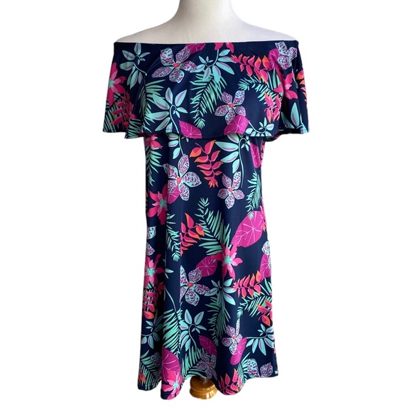 escapada Dresses & Skirts - Escapade Living Dress Off The Shoulder Size Medium Tropical Blue Aqua